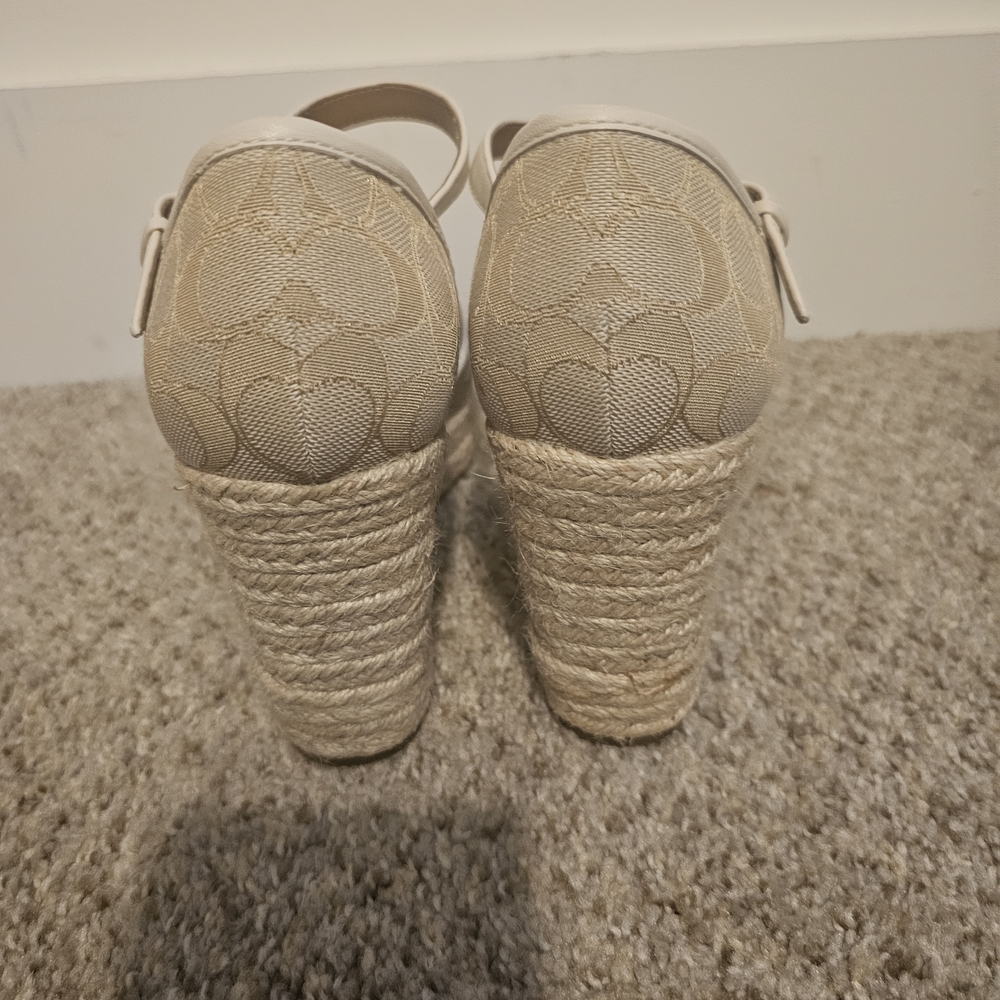 Coach Women's Cream Espadrille Wedges - Picture 3 of 6